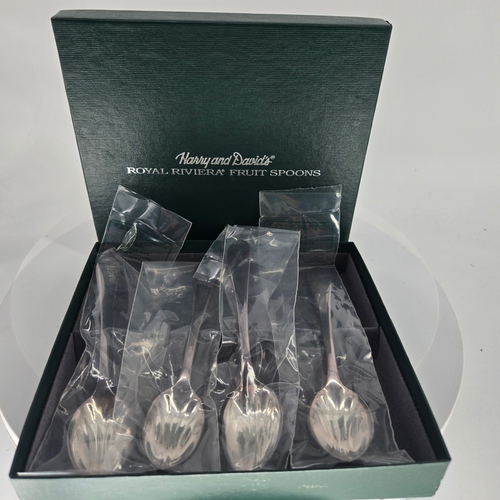 Harry and David Royal Riviera Fruit Spoons Reed‎ & Barton Silverplate Set of 4